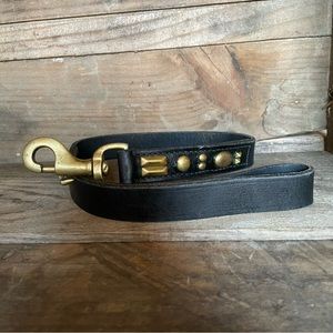 Heavy Duty Leather Short Dog Leash with Brass Studs and Swivel Snap